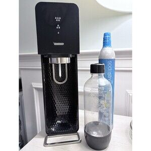 SodaStream Source METAL Edition Soda Machine – Black & Chrome - 1 Bottle & CO2
